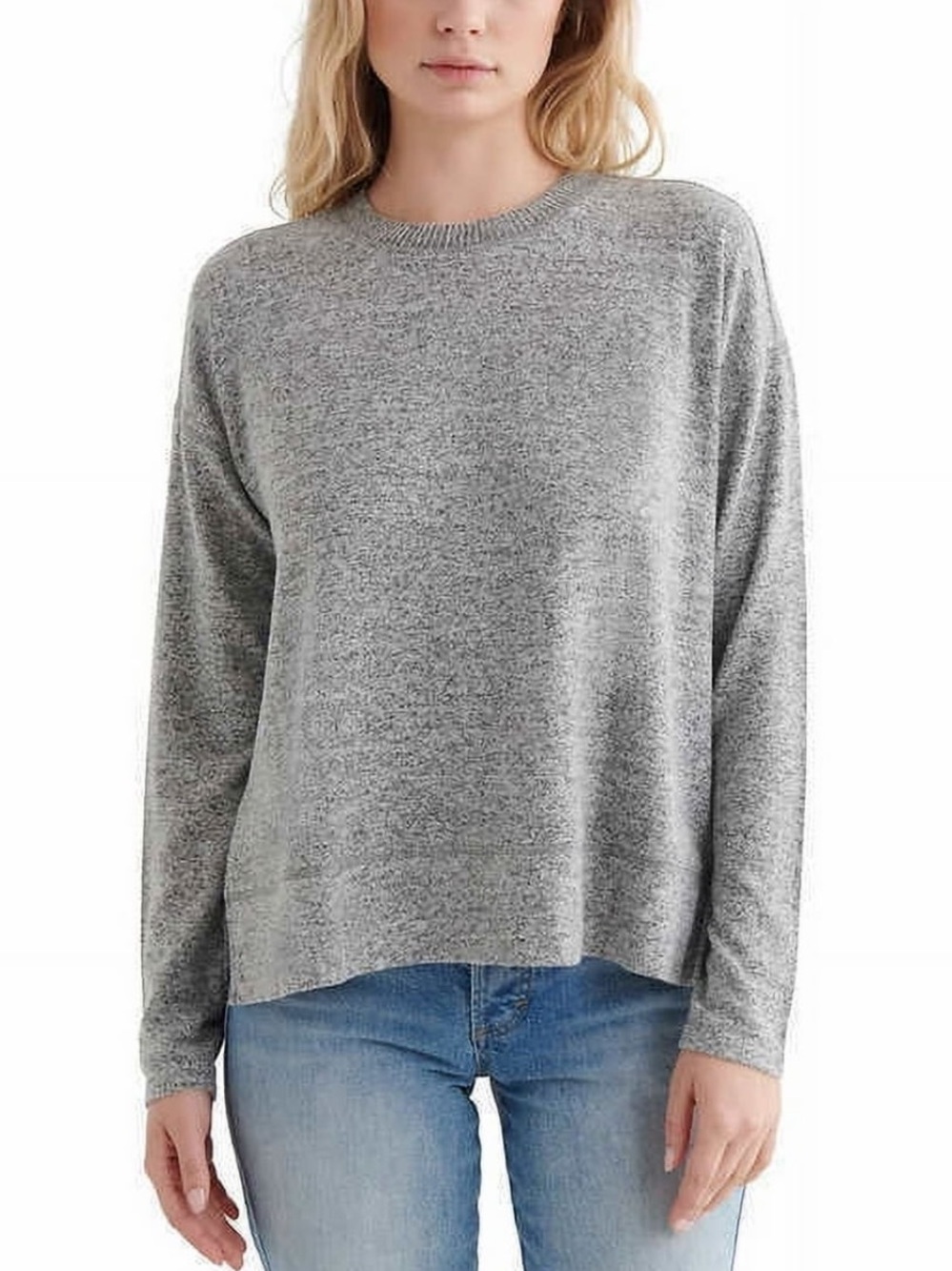 Lucky Brand Size Large So Soft Heather Gray Knit Long Sleeve Sweater Top NWT